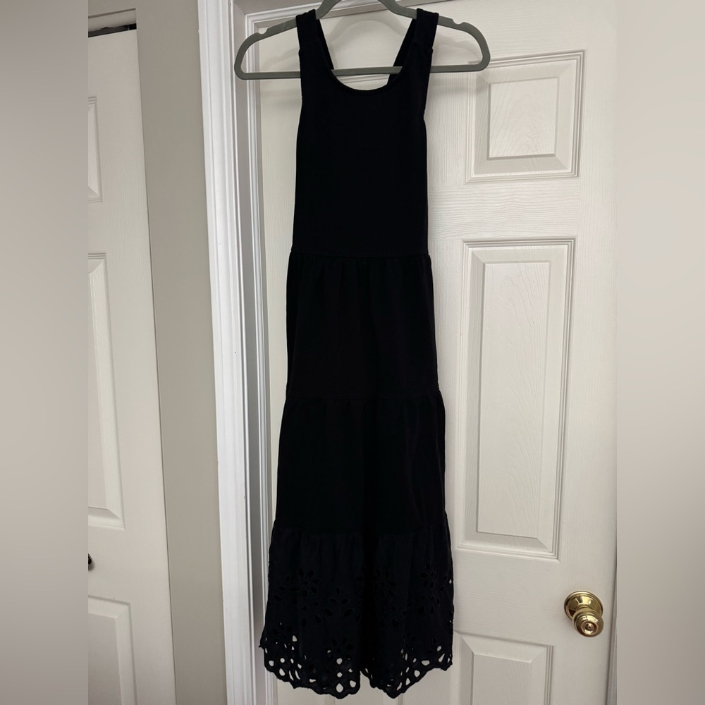 J. Crew | Eyelet Tiered Maxi Dress | Black | Size XS